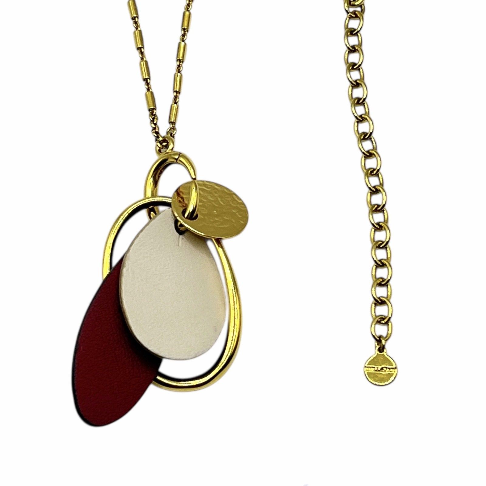 Stella Dot Pendant Necklace Gold Tone Color Pop Versatile Long Chain Reversible